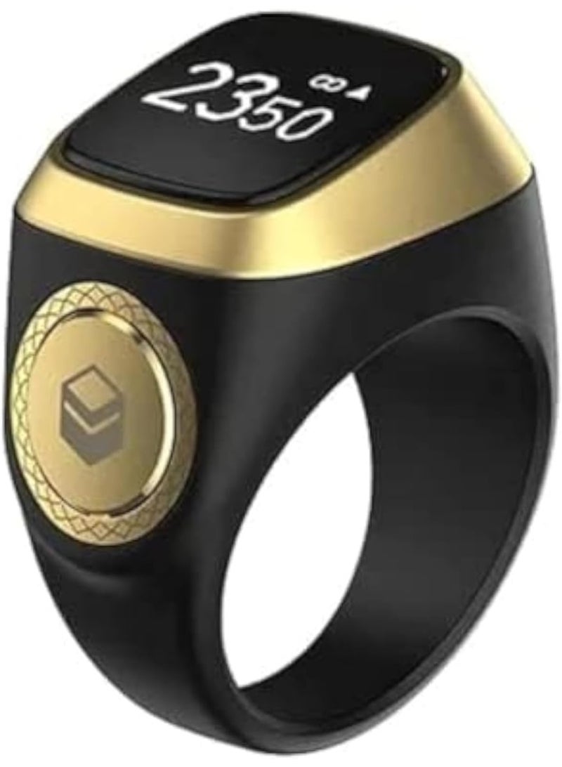 PEETTA Smart Tasbih Zikr Ring- Muslim Prayer- Prayer timing reminder- OLED display- Tasbih Counter- Smart Ring- Wearable Technology- Waterproof Black 22mm- E0120BK- 20mm- USB - Image 1